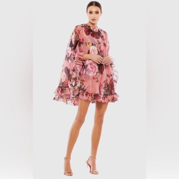 IEENA FOR MAC DUGGAL 55404

Pink Multicolor Floral Ruffle Hem Cape Mini … - Picture 1 of 10